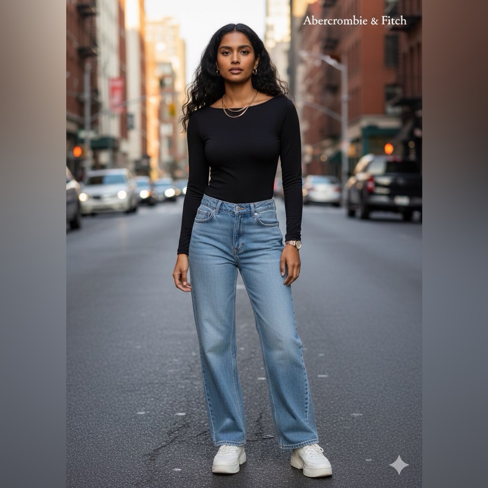 Abercrombie & Fitch Black Long Sleeve Slim Top